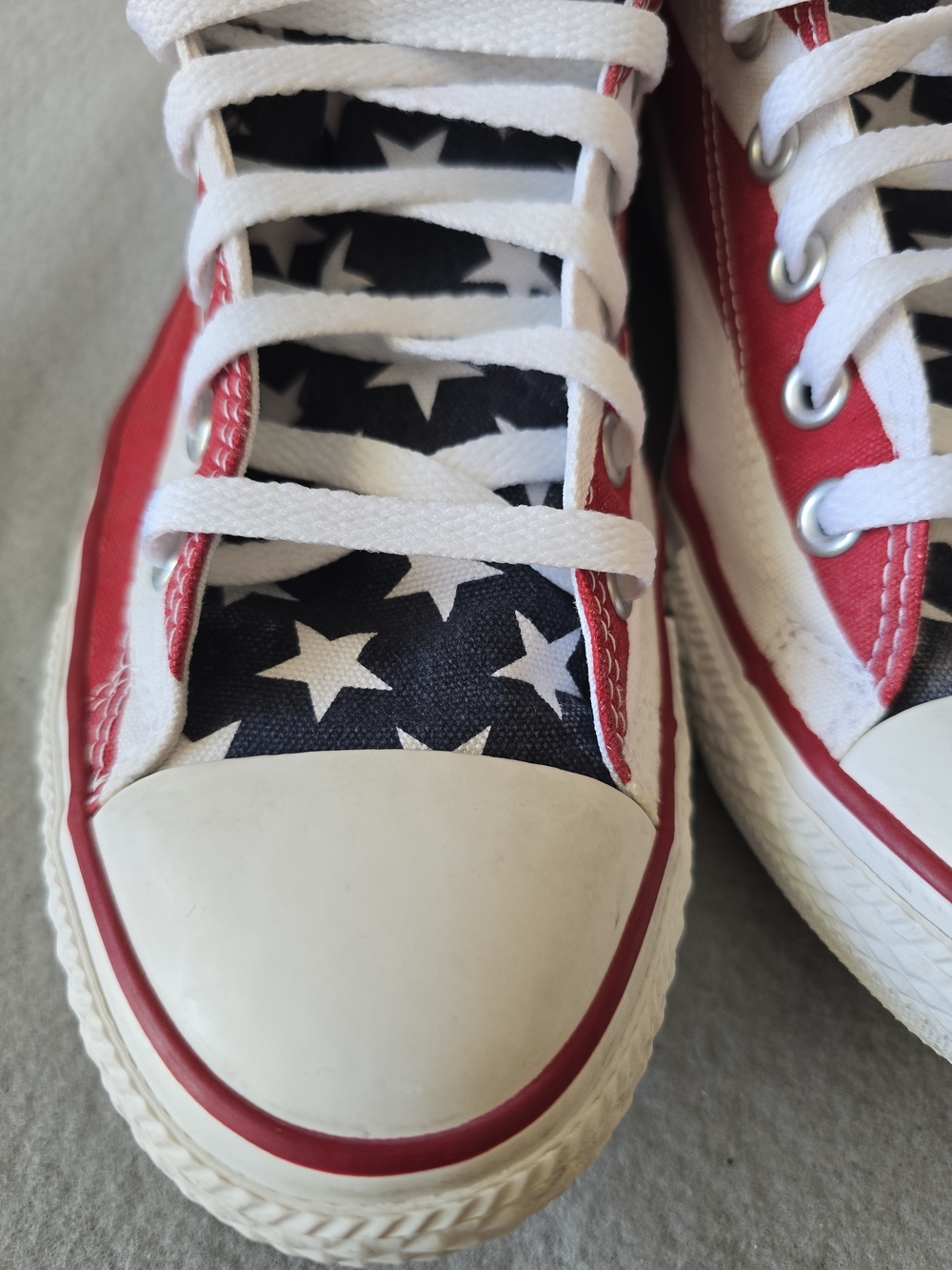 Converse Unisex M10 W 12 High-Top Sneakers in Red, White & Blue Stars USA - Picture 8 of 13